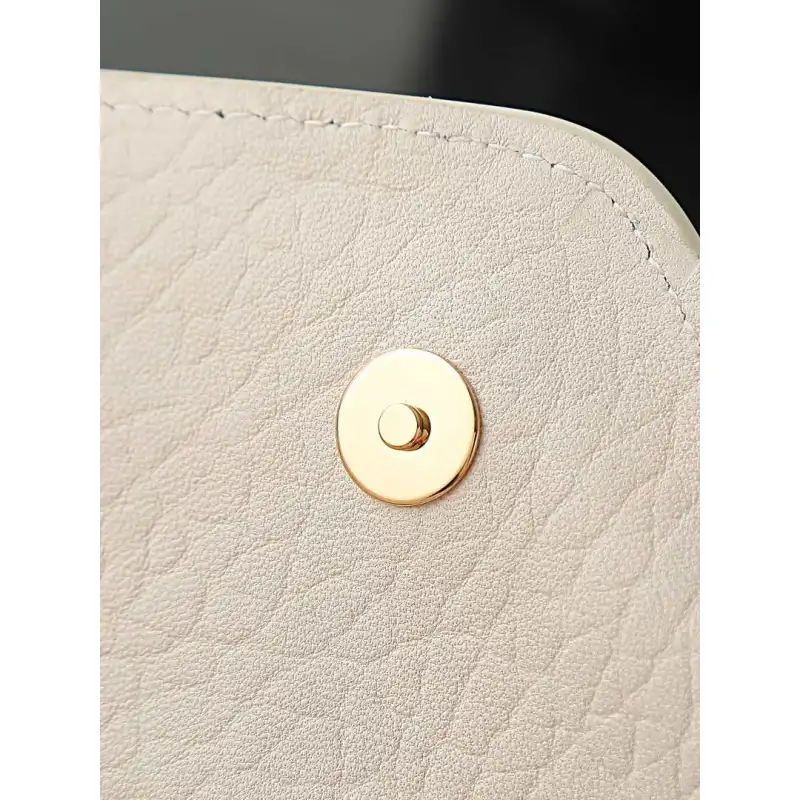 YSL 769307 LE Envelope Off-White Lambskin Fold Clutch Evening Handbag #A65995