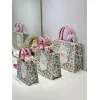 Dior Toile de Jouy Garden Embroidery Canvas Book Tote Bag #A65912