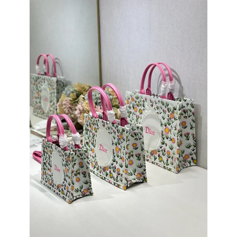 Dior Toile de Jouy Garden Embroidery Canvas Book Tote Bag #A65912