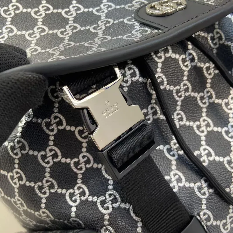 Gucci 839110 Grey GG Supreme Canvas Drawstring Flap Backpack #A66009