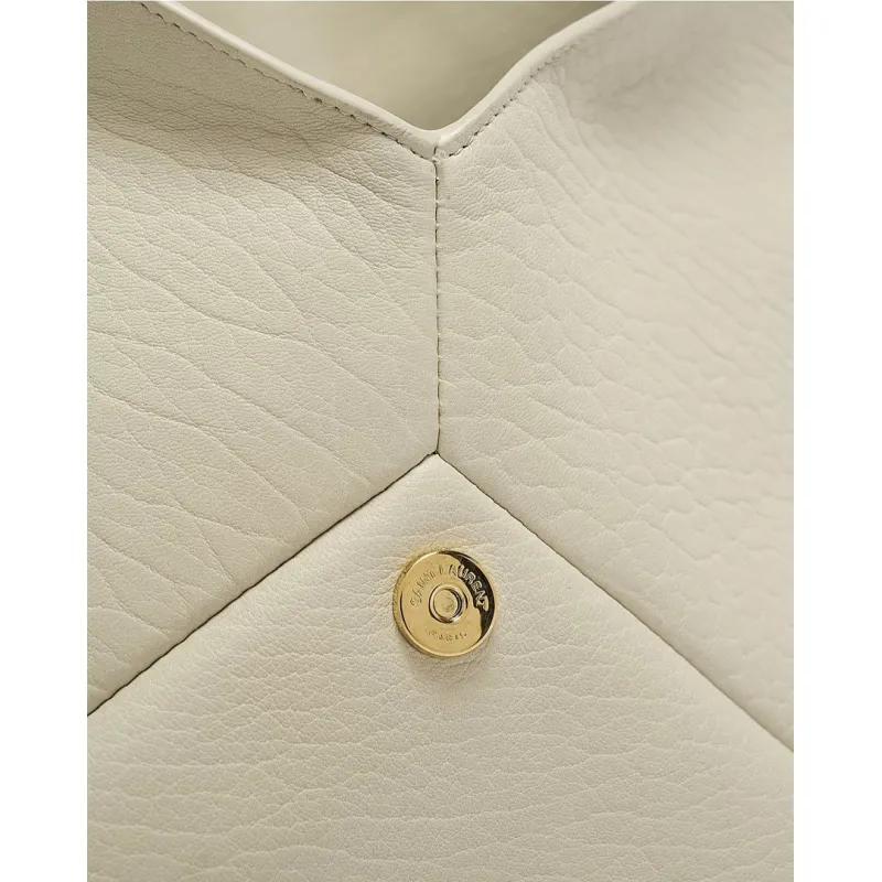 YSL 769307 LE Envelope Off-White Lambskin Fold Clutch Evening Handbag #A65995