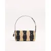 valentino 22116 Garavani Devain Black Beige Striped Raffia Shoulder Crossbody Handbag #A65998 valentino 22116 Garavani Devain Black Beige Striped Raffia Shoulder Crossbody Handbag #A65998
