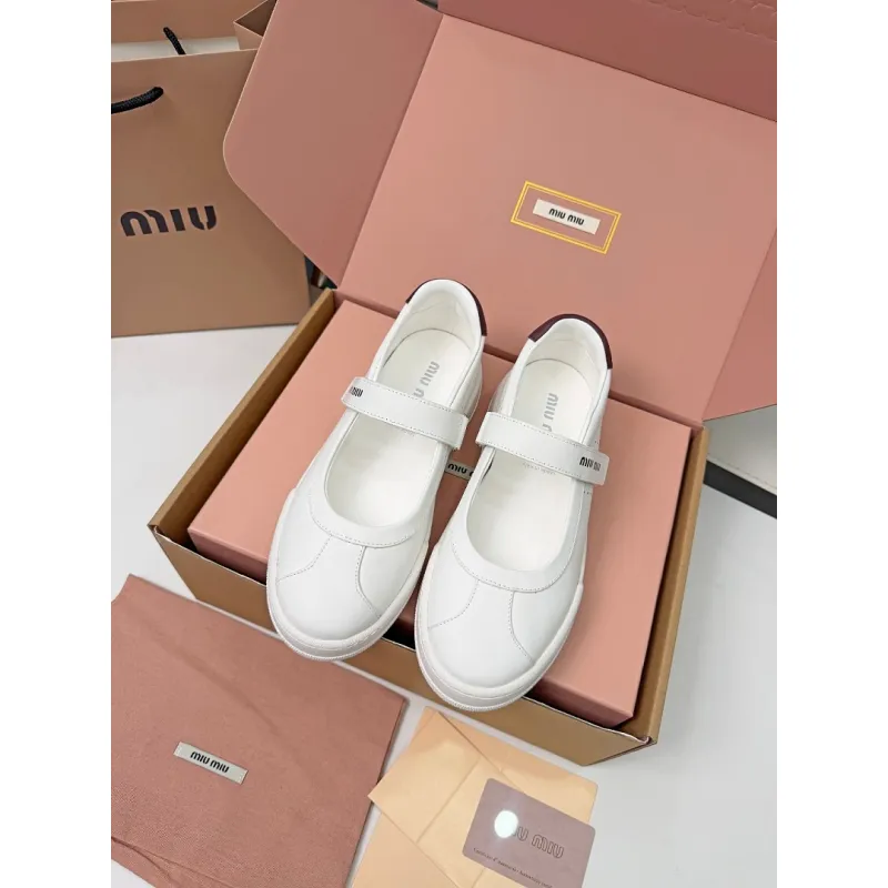 Miu Miu Womens Soft Leather Mary Jane Sneakers #A66067