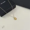 Saint Laurent Solid Heart Pendant Gold Thin Chain Choker Necklace Women Designer Jewelry #A65952 Saint Laurent Solid Heart Pendant Gold Thin Chain Choker Necklace Women Designer Jewelry #A65952