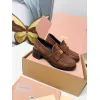Miu Miu Womens Glossy Leather Chunky Heel Loafers #A66084