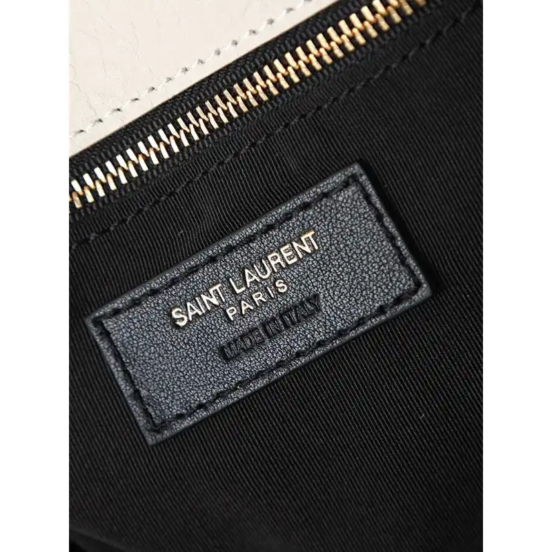 YSL 769307 LE Envelope Off-White Lambskin Fold Clutch Evening Handbag #A65995