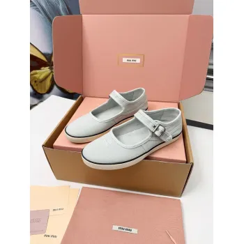 Miu Miu Womens Retro Calfskin Leather Ballet Flats #A66072