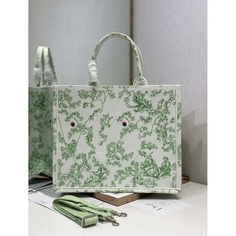 Dior Toile de Jouy Garden Embroidery Canvas Book Tote Bag #A65913