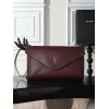 YSL 841702 LE Envelope Burgundy Lambskin Chain Shoulder Crossbody Evening Clutch Handbag #A65994