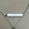 Saint Laurent Cassandre Logo Double Layer Pendant Necklace Gold Silver Designer Women Jewelry #A65951