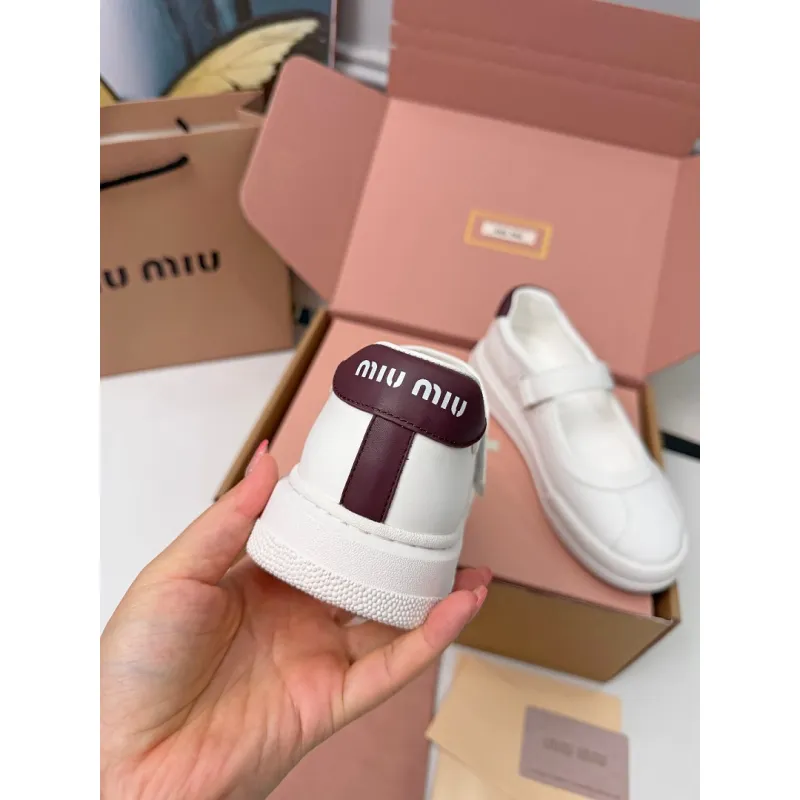 Miu Miu Womens Soft Leather Mary Jane Sneakers #A66067