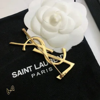 Saint Laurent YSL Logo Monogram Designer Brooch Pin #A65947