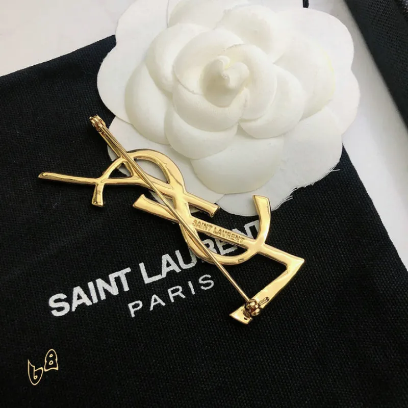 Saint Laurent YSL Logo Monogram Designer Brooch Pin #A65947 Saint Laurent YSL Logo Monogram Designer Brooch Pin #A65947
