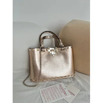 valentino Garavani Rockstud Metallic Leather Tote Bag 23×15.5×6cm #A65016