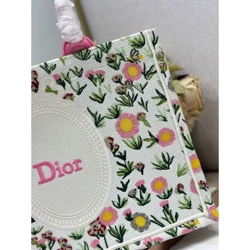 Dior Toile de Jouy Garden Embroidery Canvas Book Tote Bag #A65912