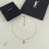 Saint Laurent Solid Heart Pendant Gold Thin Chain Choker Necklace Women Designer Jewelry #A65952 Saint Laurent Solid Heart Pendant Gold Thin Chain Choker Necklace Women Designer Jewelry #A65952