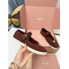 Miu Miu Womens Retro Calfskin Leather Ballet Flats #A66074