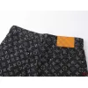 Louis Vuitton Black Denim Print Shorts #A52983 Louis Vuitton Black Denim Print Shorts #A52983