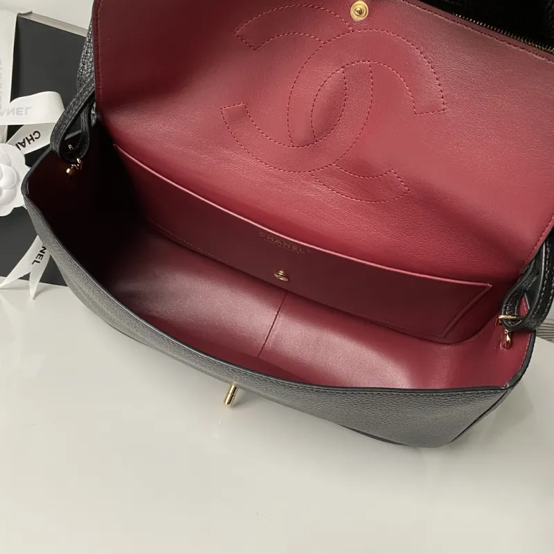 Chanel AS6231 Maxi Airport Classic Flap Bag Caviar Leather Gold CC Hardware Shoulder Handbag #A65956