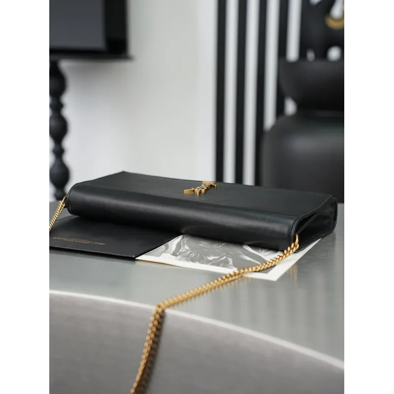 YSL 851921 Kate Smooth Calf Leather Gold Chain Shoulder Crossbody Clutch Handbag #A65991 YSL 851921 Kate Smooth Calf Leather Gold Chain Shoulder Crossbody Clutch Handbag #A65991