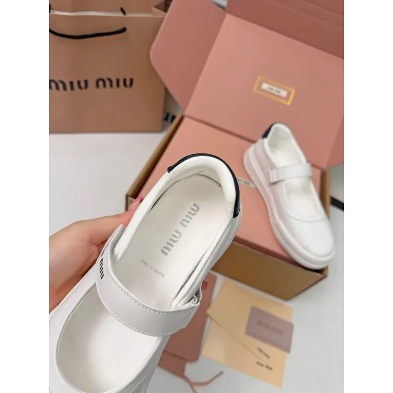 Miu Miu Womens Soft Leather Mary Jane Sneakers #A66066