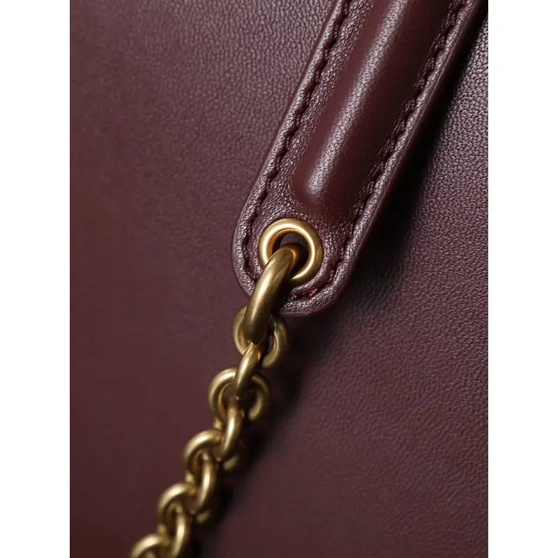 YSL 841702 LE Envelope Burgundy Lambskin Chain Shoulder Crossbody Evening Clutch Handbag #A65994