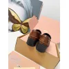 Miu Miu Womens Glossy Leather Chunky Heel Loafers #A66084