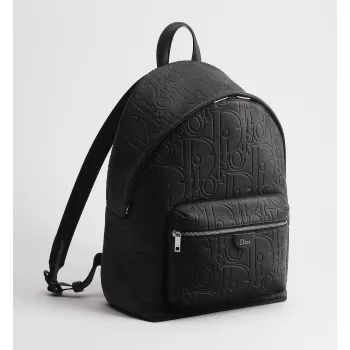 Dior 93968 Rider Oblique Embossed Leather Backpack CD Buckle Adjustable Strap Laptop Daypack #A65990