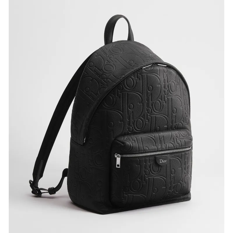 Dior 93968 Rider Oblique Embossed Leather Backpack CD Buckle Adjustable Strap Laptop Daypack #A65990 Dior 93968 Rider Oblique Embossed Leather Backpack CD Buckle Adjustable Strap Laptop Daypack #A65990
