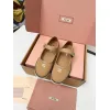 Miu Miu Womens Retro Calfskin Leather Ballet Flats #A66073