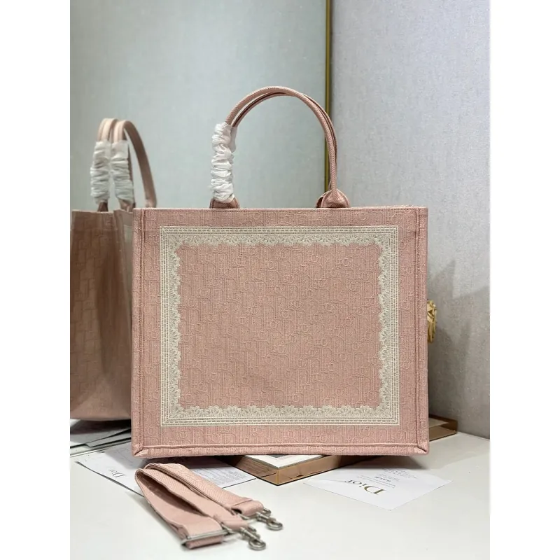 Dior Toile de Jouy Garden Embroidery Canvas Book Tote Bag #A65911 Dior Toile de Jouy Garden Embroidery Canvas Book Tote Bag #A65911