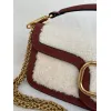 valentino MINI LOC Shearling & Leather Crossbody Bag 20×11×5cm #A65017