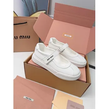 Miu Miu Womens Soft Leather Mary Jane Sneakers #A66069