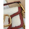 valentino MINI LOC Shearling & Leather Crossbody Bag 20×11×5cm #A65017