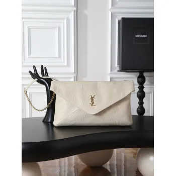 YSL 841702 LE Envelope Lambskin Chain Shoulder Crossbody Clutch Handbag #A65992