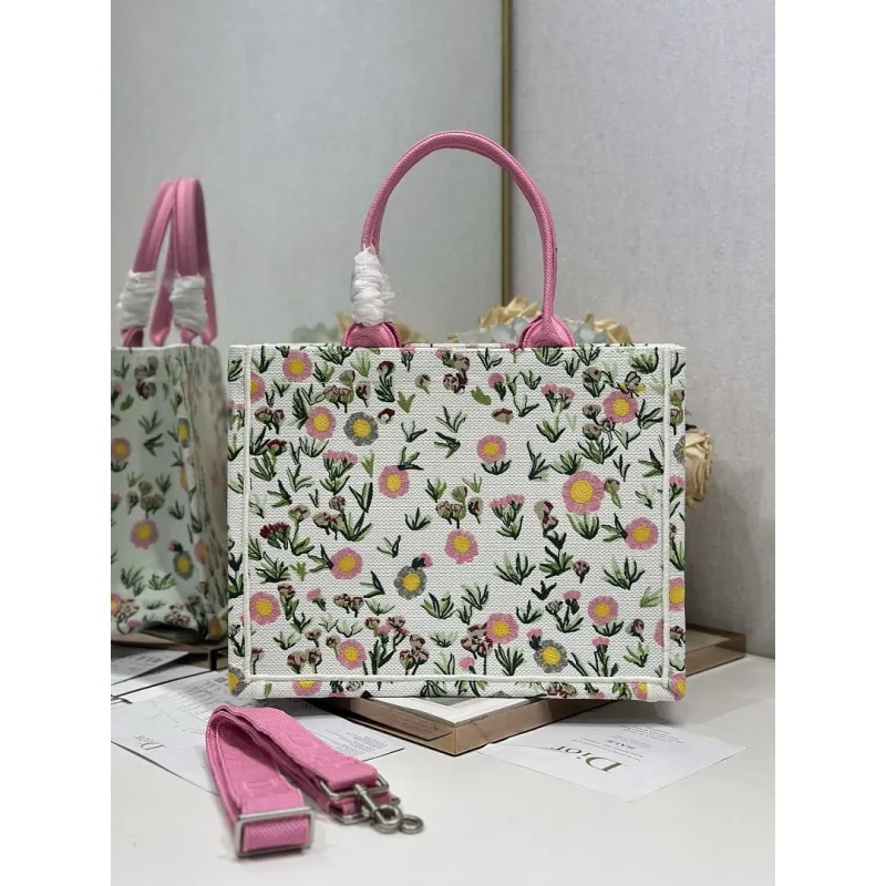 Dior Toile de Jouy Garden Embroidery Canvas Book Tote Bag #A65912