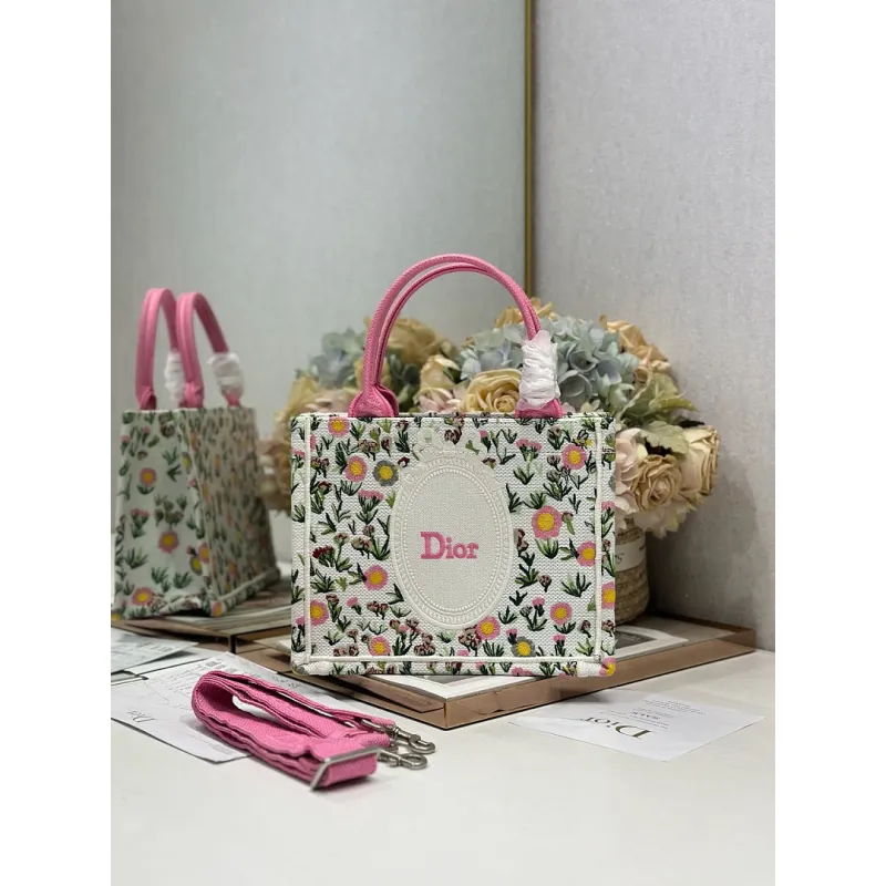 Dior Toile de Jouy Garden Embroidery Canvas Book Tote Bag #A65912