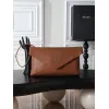 YSL 841702 LE Envelope Brown Lambskin Chain Shoulder Crossbody Clutch Handbag #A65993