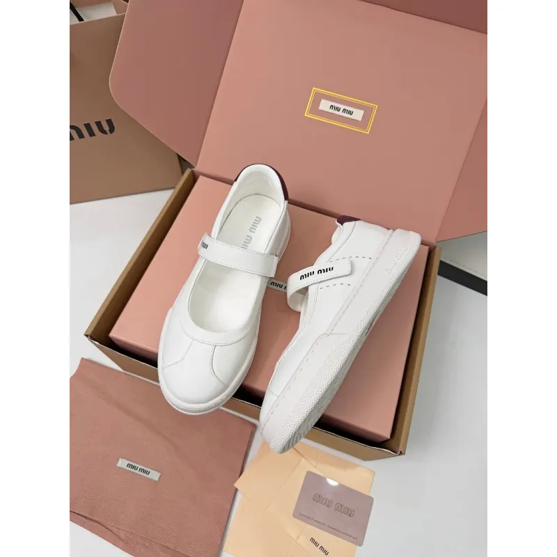 Miu Miu Womens Soft Leather Mary Jane Sneakers #A66067