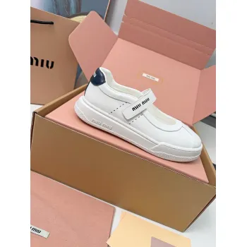 Miu Miu Womens Soft Leather Mary Jane Sneakers #A66066
