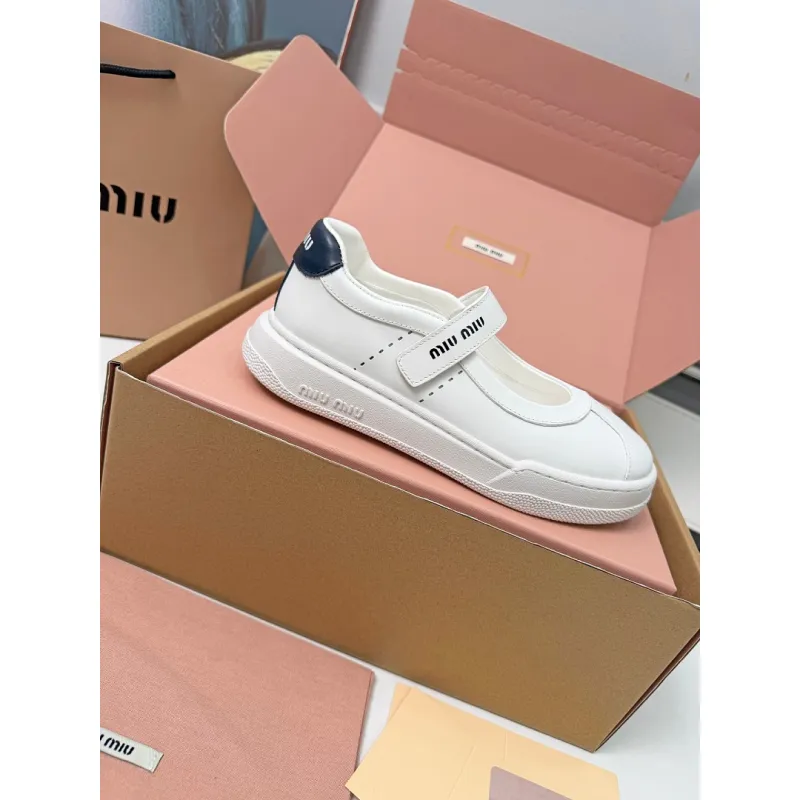 Miu Miu Womens Soft Leather Mary Jane Sneakers #A66066