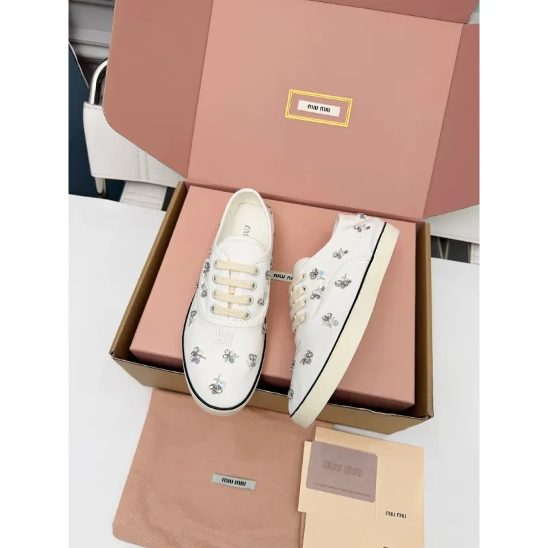 Miu Miu Womens Retro Calfskin Leather Ballet Flats #A66080