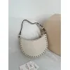 valentino Rockstud Grainy Leather Mini Hobo Shoulder Bag 20×12×4cm #A65018