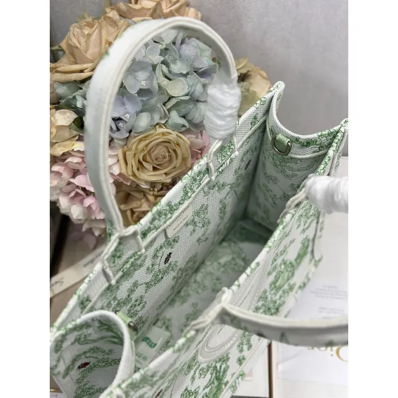Dior Toile de Jouy Garden Embroidery Canvas Book Tote Bag #A65913