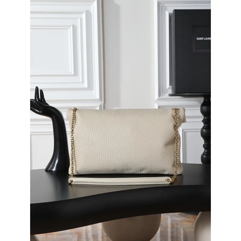 YSL 841702 LE Envelope Lambskin Chain Shoulder Crossbody Clutch Handbag #A65992