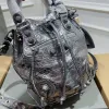 Balenciaga Bucket Bag Burgundy Leather Studded Edges A Bold Fashion Statement size:30×23×17cm #A54208