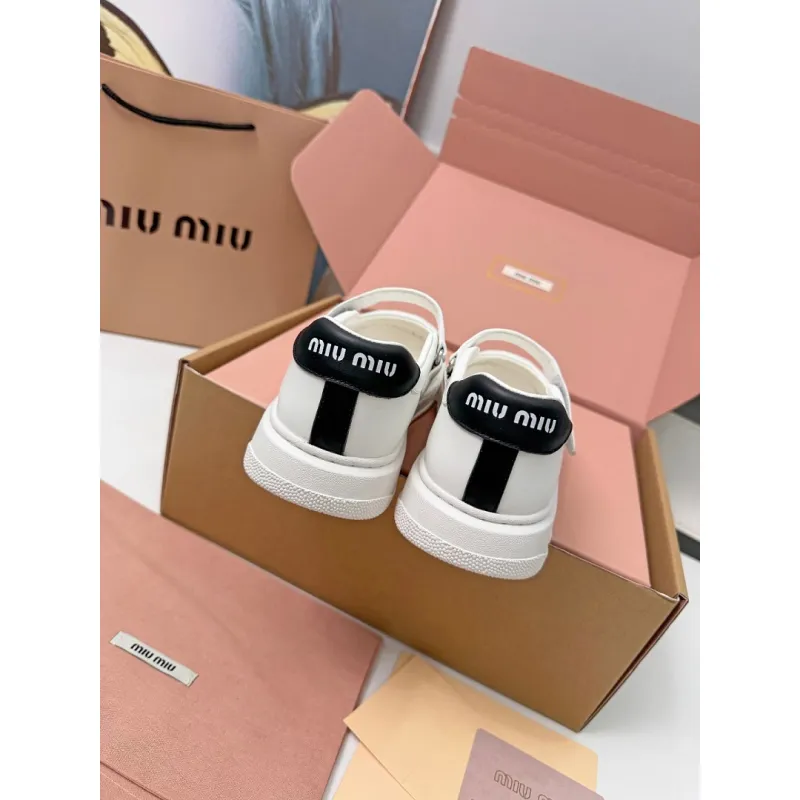 Miu Miu Womens Soft Leather Mary Jane Sneakers #A66068 Miu Miu Womens Soft Leather Mary Jane Sneakers #A66068