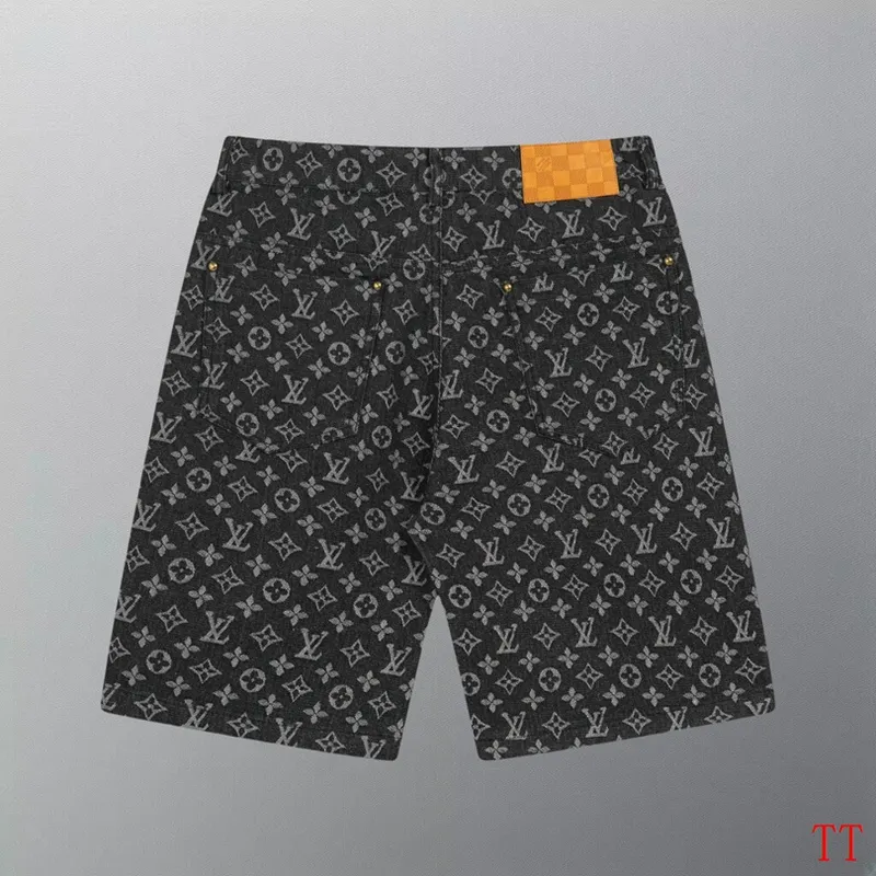 Louis Vuitton Black Denim Print Shorts #A52983 Louis Vuitton Black Denim Print Shorts #A52983