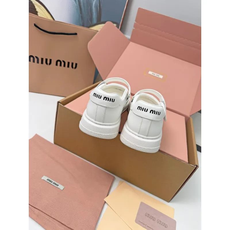 Miu Miu Womens Soft Leather Mary Jane Sneakers #A66069