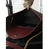 YSL 841702 LE Envelope Burgundy Lambskin Chain Shoulder Crossbody Evening Clutch Handbag #A65994